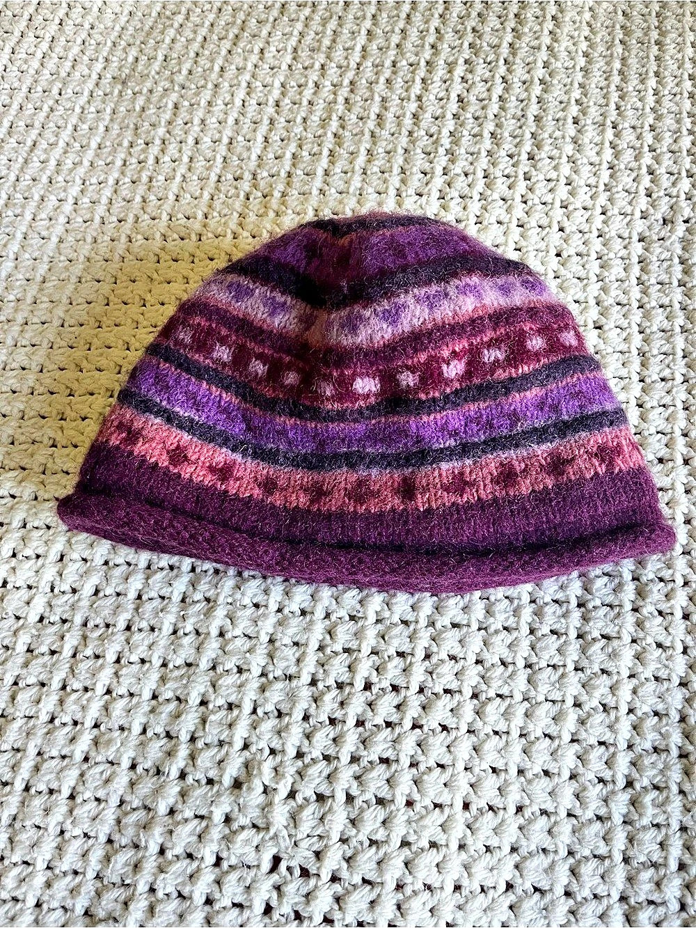 EVEREST DESIGNS Luna Beanie Striped Purple & Pink Hat